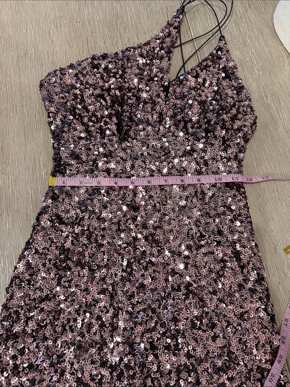 ASTR The Label Stretch Sequin Cutout Asymmetric Party Mini Dress Rose Pink S - Picture 8 of 10